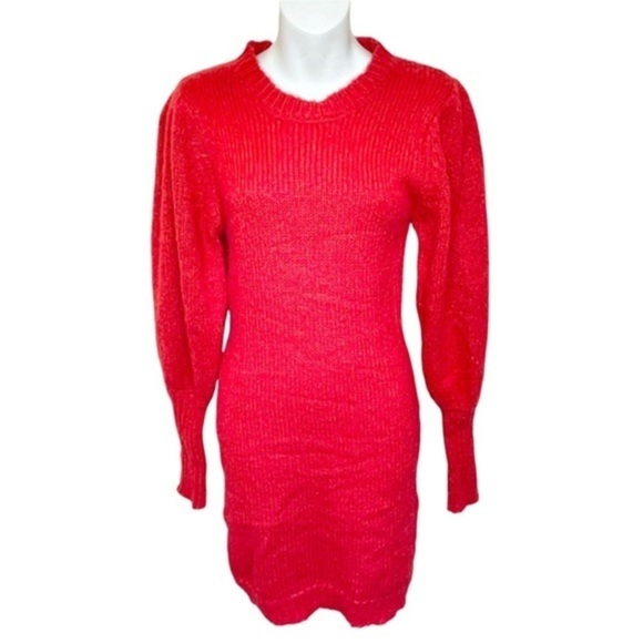 One One Six Red Balloon Sleeve Sweater Dress - S - NWT - Picture 2 of 8